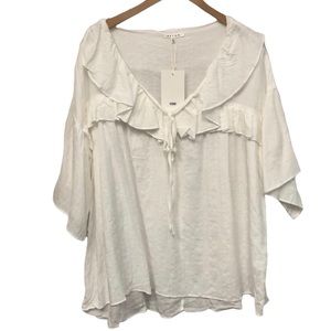 RETHM White flowy ruffle‎ collar blouse COMES IN VARIOUS SIZES *READ BIO*